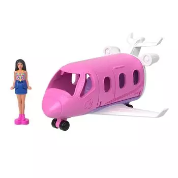 Barbie Mini Barbie Land Dream Plane с 1 микрокуклой, нарядным самолетом для детей от 6 лет, розовый HYF40, кукольный домик