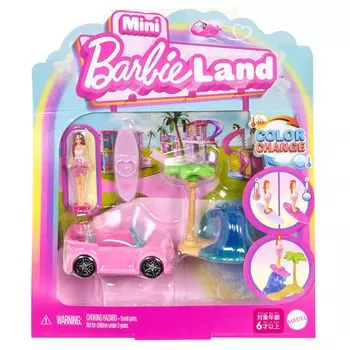 Barbie Mini Barbie Land Dress Up Play Micro Doll включает в себя 1 мини-машину для детей от 6 лет и старше, розовую JCR35, кабриолет/кукла для серфинга/игровой домик/ролевые игры