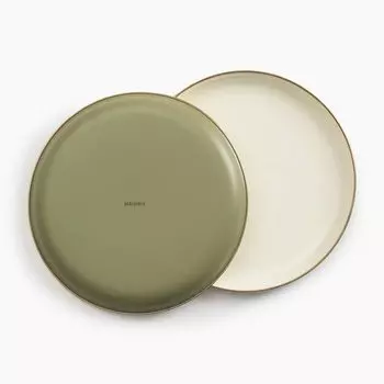 Barebones Enamel 2 Tone Plate Set of 2 Olive Drab оливковое drab