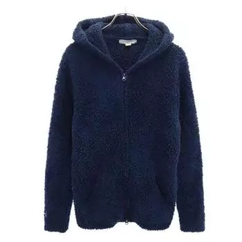 BAREFOOT DREAMS Long sleeve knit Zip hoodie M Navy blue Fluffy jacket Men s Used
