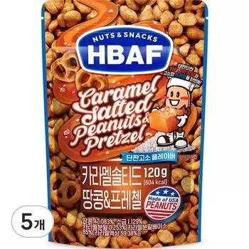 Barf Орехи и снеки Карамелизированный соленый арахис и крендели, 120 г, 5 штук, корейские орехи