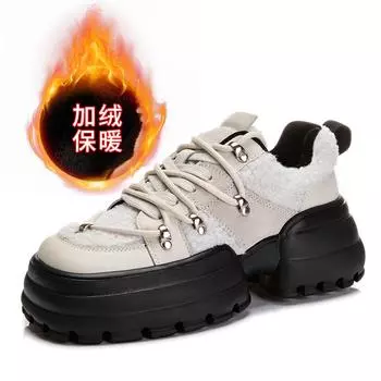 Бархатная кожа на пенопластовой подошве, женские зимние новинки 2025 года, теплые спортивные туфли на толстой подошве, женская универсальная обувь, детская 35