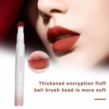 Бархатная матовая глазурь для губ с губкой Помада и кисточка 2-в-1 Крем для губ для макияжа Длительный увлажняющий блеск для губ на воздушной подушке Модная женская косметика C