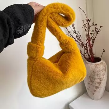 Бархатная молния с машинной строчкой, легкая, роскошная, изысканная сумка через плечо, новая однотонная, пушистая, универсальная сумка через плечо