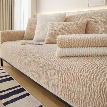 Бархатная подушка для дивана из баранины, всесезонный кожаный диван универсальной серии Healing, полный пакет, противоскользящая подушка сиденья, чехол на спинку, тканевое полотенце 70*70