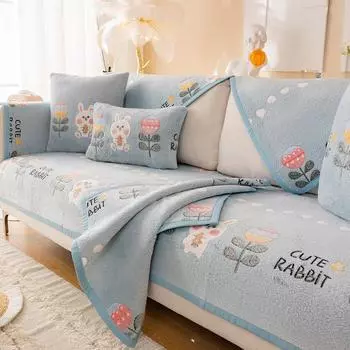 Бархатная подушка для дивана со снежинкой. Зимняя нескользящая подушка. Утолщенный кожаный чехол для дивана. Зимние модели. Простые и красивые высококачественные тканевые полотенца. 70*70CM