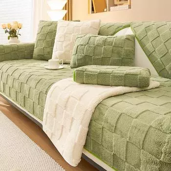 Бархатная подушка для дивана Tower, универсальная утолщенная нескользящая кожаная подушка для дивана на четыре сезона, зимняя плюшевая подушка, чехол на спинку, полотенце 70*70