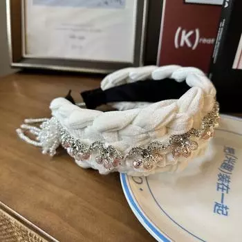 Бархатная широкая повязка на голову Модная мягкая с перекрутом Черная Синяя Белая Толстая повязка на голову Черная резинка для волос Аксессуары для волос для женщин и девушек