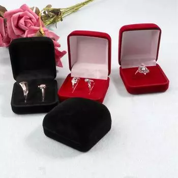 Бархатная шкатулка для колец, бархатная шкатулка для демонстрации ювелирных изделий, подарочная коробка для помолвки и свадьбы, органайзер для брошей, легко носить с собой 1 чёрный