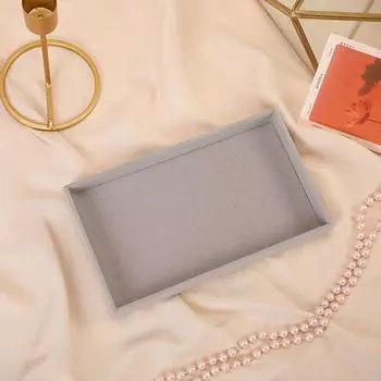 Бархатная шкатулка для украшений с ящиком для колец и сережек Empty plate серый