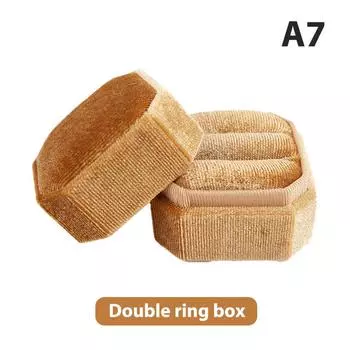 Бархатная шкатулка для украшений Восьмиугольная шкатулка для колец Двойная шкатулка для колец Шкатулка для свадебных колец as the picture