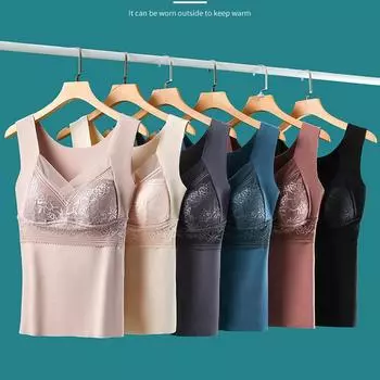 Бархатная теплая майка с камзолом, женская нижняя рубашка без рукавов с подкладкой, осенне-зимняя теплая майка без опознавательных знаков с подушечками на груди L чёрный