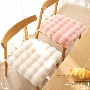 Бархатная теплая подушка для сиденья, утолщенная плюшевая подушка для сиденья, подушка из овечьей шерсти, теплая подушка для стула, табурета, увеличенного размера для занятий йогой, офисом, домом, кафе, медитацией 40*40cm белый