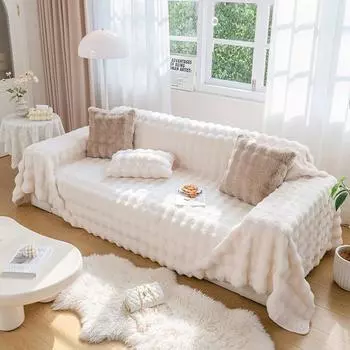 Бархатная ткань для дивана с кроликом, зимний плюшевый противоскользящий чехол для дивана, новое одеяло для подушки с кошачьими царапинами. 180*130CM