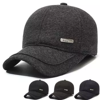 Бархатная толстая защитная ухо теплая утепленная бейсболка осенне-зимняя мужская кепка для среднего возраста серый