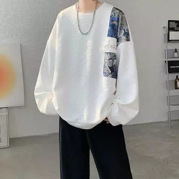 Бархатная толстовка для мужчин на осень и зиму, новая свободная толстовка, мужское пальто, новогодняя пара, универсальный мужской топ с круглым вырезом M