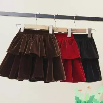 Бархатная юбка А-силуэта с высокой талией для женщин и девочек - Коллекция Осень/Зима 170 cm