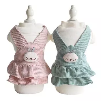 Бархатная юбка на подтяжках Nini Rabbit, осень/зима 2023, одежда для кошек, одежда для домашних животных, одежда для собак, платье для собак, одежда для домашних животных XS зелёный