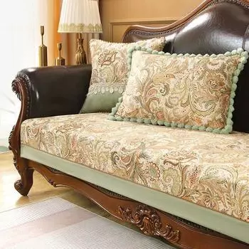 Бархатная жаккардовая диванная подушка, зимняя юбка, подол дивана, полотенце, наволочка с волнистым краем, противоскользящий европейский чехол для дивана, мягкий удобный 60x60cm 1pcs