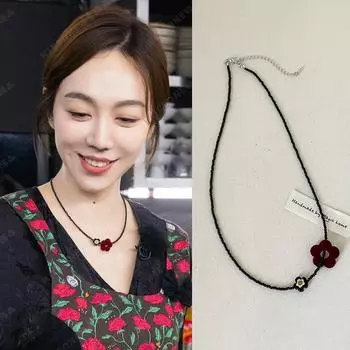 Бархатное цветочное ожерелье из бисера для женщин, нежная мода, универсальная цепочка на шею, цепочка на свитер