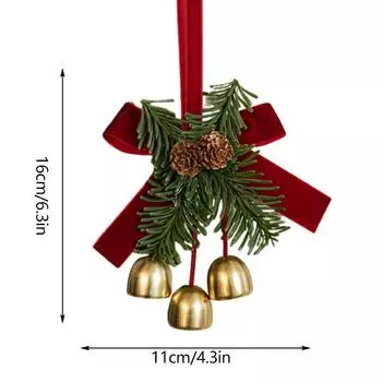Бархатные банты, рождественские колокольчики, подвесные украшения, шишки, декор для елки, праздничные принадлежности, праздничные подвесные изделия