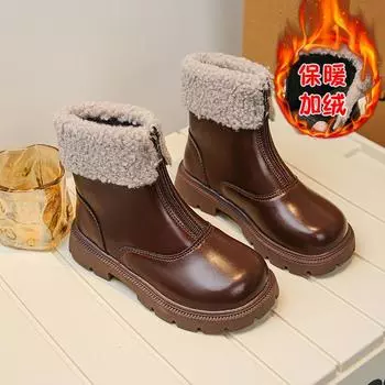 Бархатные ботинки Martin для девочек, зимние новые ботинки на мягкой подошве из двух хлопковых материалов для девочек, детские ботинки принцессы из кожи, ботинки 26-30 yards whole box shot 50 pairs чёрный