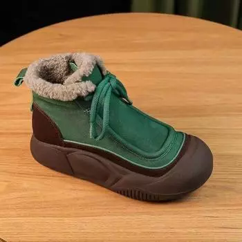 Бархатные ботинки Martin в стиле ретро на толстой подошве для женщин, осень-зима 2024, новые, смешанные и сочетающиеся, повседневные, удобные, теплые, женские короткие ботинки 35 зелёный