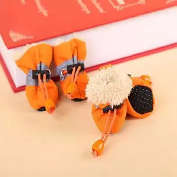 Бархатные ботинки Teddy Plus для защиты животных, удобная нейлоновая ткань, товары для домашних животных, померанский шпиц 4.5*3.5cm чёрный