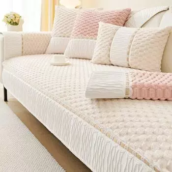 Бархатные чехлы для диванов с золотой черепахой для гостиной, зимние теплые диванные полотенца, однотонные нескользящие пылезащитные L-образные диванные подушки 70x70cm 1pcs