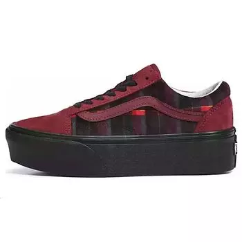 Бархатные кроссовки унисекс в клетку Vans Old Skool Stackform Красный портовый черный VN0A7Q5M02Y 36.5