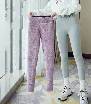 Бархатные леггинсы Cloud, женская верхняя одежда с высокой талией и вышивкой, бархатные толстые хлопковые брюки, очень толстые теплые брюки L чёрный/фиолетовый