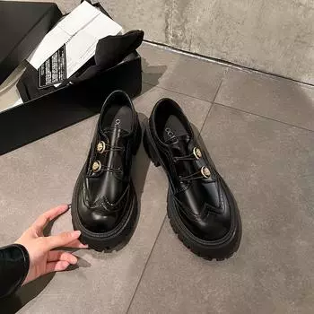 Бархатные лоферы из натуральной кожи, осенне-зимние женские мягкие женские туфли на платформе и платформе с резной золотой пряжкой, маленькая кожаная обувь 34