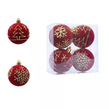 Бархатные рождественские шары Роскошное украшение для рождественской елки Флокированные расписные шары Рождественская елка