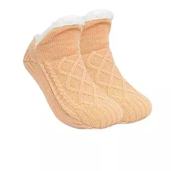 Бархатные теплые носки машинного плетения домашние носки-тапочки новые V-образные пушистые носки-тапочки унисекс Apricot-S-24cm(35-39)