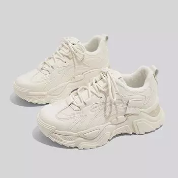 Бархатные теплые зимние универсальные повседневные кроссовки на толстой подошве для женщин 35 бежевый