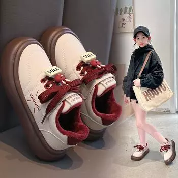 Бархатные туфли Dexun board для девочек 2024 года, зимние новые повседневные спортивные туфли для мальчиков среднего и старшего возраста из хлопка с мягкой подошвой 26-30 yards, five pairs in one hand