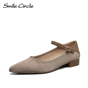 Бархатные туфли Мэри Джейн на плоской подошве с острым толстым каблуком, модная удобная повседневная женская обувь 34