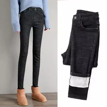 Бархатные узкие брюки-карандаш Winter Plus 25 чёрный