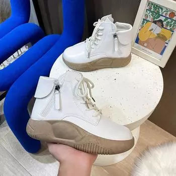 Бархатные высокие кожаные туфли женские новые осенне-зимние недорогие маленькие белые туфли нишевые универсальные повседневные короткие ботинки с мягкой подошвой 38