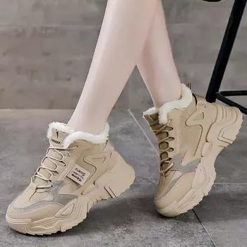 Бархатные высокие туфли Спортивная обувь Хлопковая обувь 35 белый