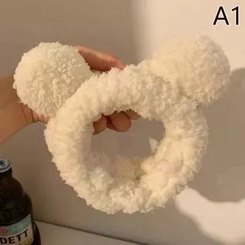 Бархатные животные, медвежьи уши, мытье лица, макияж, головные уборы, пушистая повязка на голову, милая эластичная повязка белый