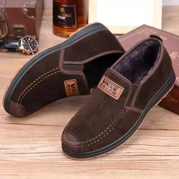 бархатные зимние сапоги плюшевые сапоги мужская обувь модные однотонные на молнии модные хлопковые плоские с теплыми зимними сапогами мужские сапоги нескользящие 352 6.5 коричневый