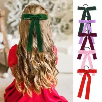 Бархатный бант для волос, милый, элегантный, однотонный, высокоэластичный, мягкий, для женщин и девочек, держатель для хвоста, веревка для волос, аксессуары для волос, подарок на день рождения