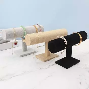 Бархатный браслет, цепочка, ободок для волос, часы, ожерелье, подставка для демонстрации браслетов, держатель для браслетов с Т-образной перекладиной, органайзер для демонстрации ювелирных изделий льняной
