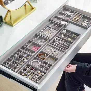 Бархатный чехол для демонстрации ювелирных изделий, штабелируемый изысканный держатель для ювелирных изделий, портативный органайзер для колец, сережек, ожерелья, коробка S A