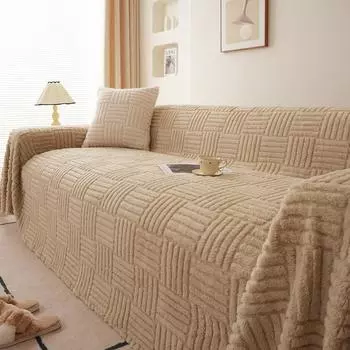 Бархатный чехол для дивана, полотенце, зимний утолщенный флис, полное покрытие, теплая флисовая подушка для дивана, зимний чехол, одеяло 180*130cm