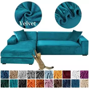 Бархатный чехол для дивана, угловые чехлы для дивана для гостиной, эластичные чехлы из спандекса, чехол для дивана, эластичный чехол для дивана