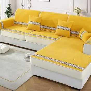 Бархатный чехол для дивана, всесезонная универсальная диванная подушка, эластичный чехол для дивана, полный комплект, индивидуальный противоскользящий чехол на подушку сиденья для дворянок 60*60