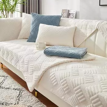 Бархатный чехол для дивана, жаккардовый толстый плюшевый угловой диван, подушка, пылезащитный диван, полотенце, подлокотник, подушка, мебель для гостиной, защитная 30x50 Pillowcase1 светло-синий