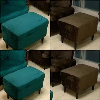 Бархатный чехол для пуфика, однотонные прямоугольные чехлы на табуреты, все включено, подставка для ног, защита для мебели, чехлы для дивана, подставки для ног